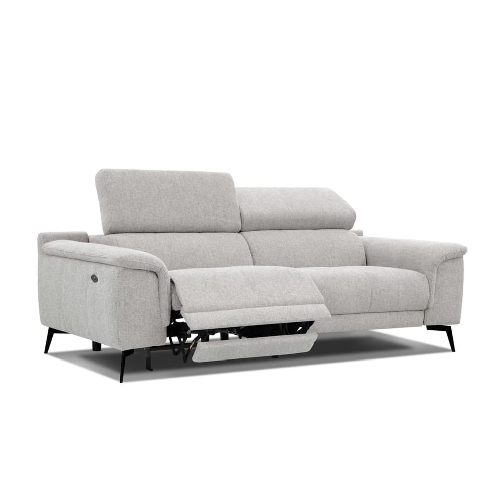 Canapé 3 places avec 1 fonction relax et appuie-tête réglables,  crème