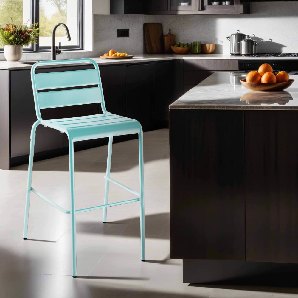 Chaise haute en métal turquoise - Maisons du Monde