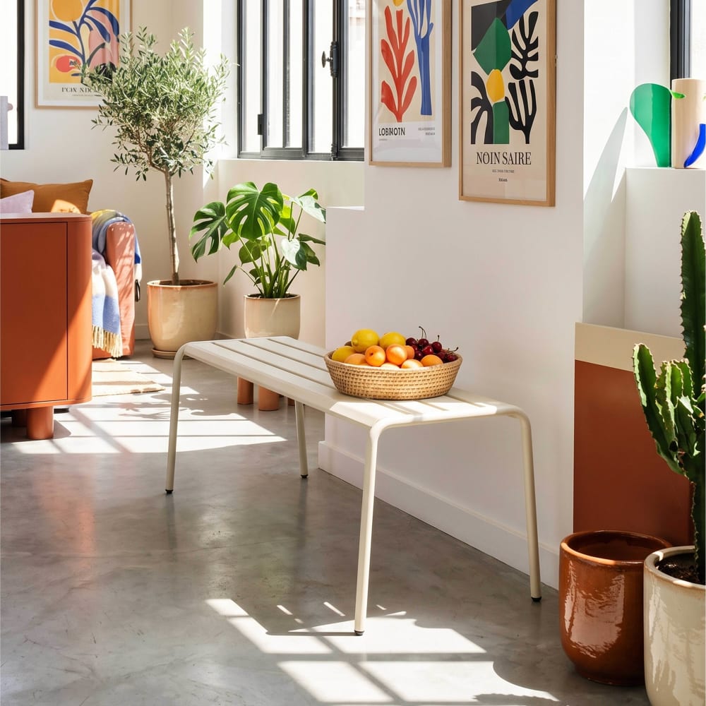 Banc d'intérieur en métal ivoire - Maisons du Monde