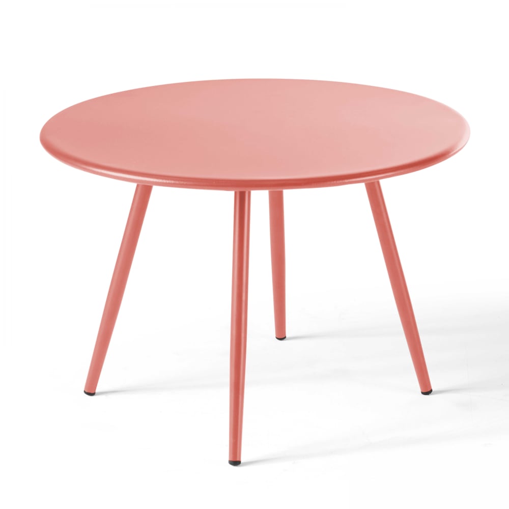 Oviala Runder Beistelltisch aus Metall 50 cm Ton style industrial Rosa Stahl
