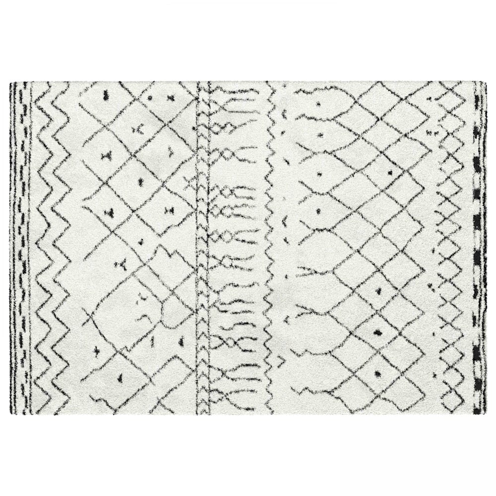 Oviala Weißer Teppich mit langem Flor aus Polypropylen 160 x 230 cm Weiß Öko-Tex Zertifikat Pvc - Polyvinlychlorid