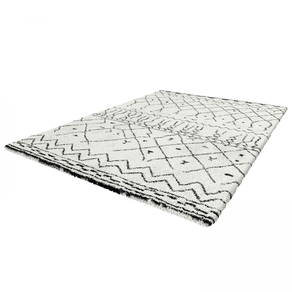 Tapis blanc à poils longs en polypropylène 160 x 230 cm — vue 4