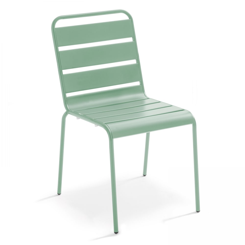 chaise en métal vert