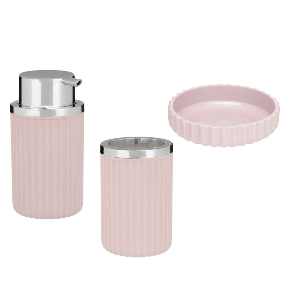 Set salle de bain plastique rose- 3 pièces