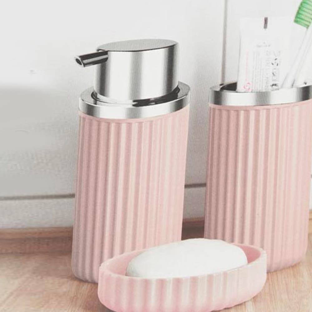 Set salle de bain plastique rose- 3 pièces — vue 4