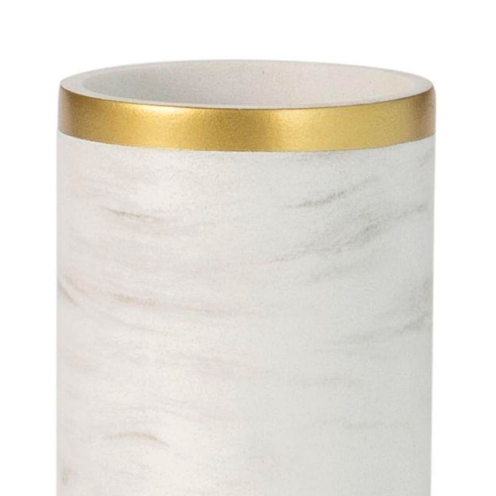 Porte brosse à dents résine effet marbre blanc et doré — vue 3