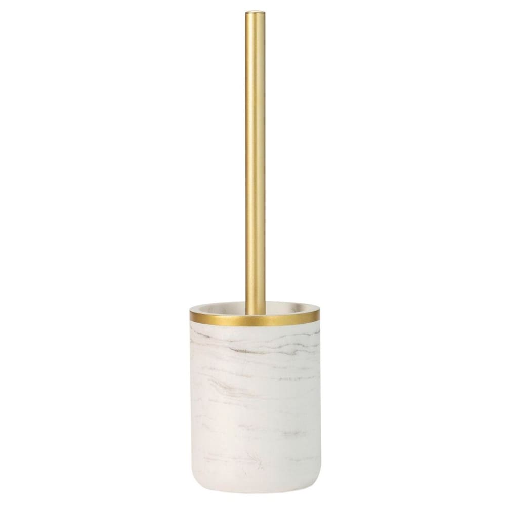 Brosse wc en résine effet marbre blanc et doré