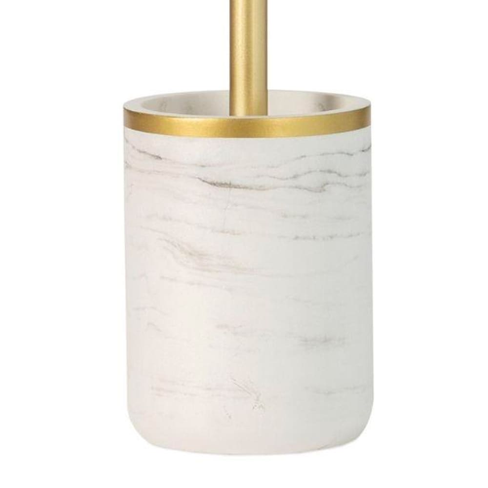 Brosse wc en résine effet marbre blanc et doré — vue 3