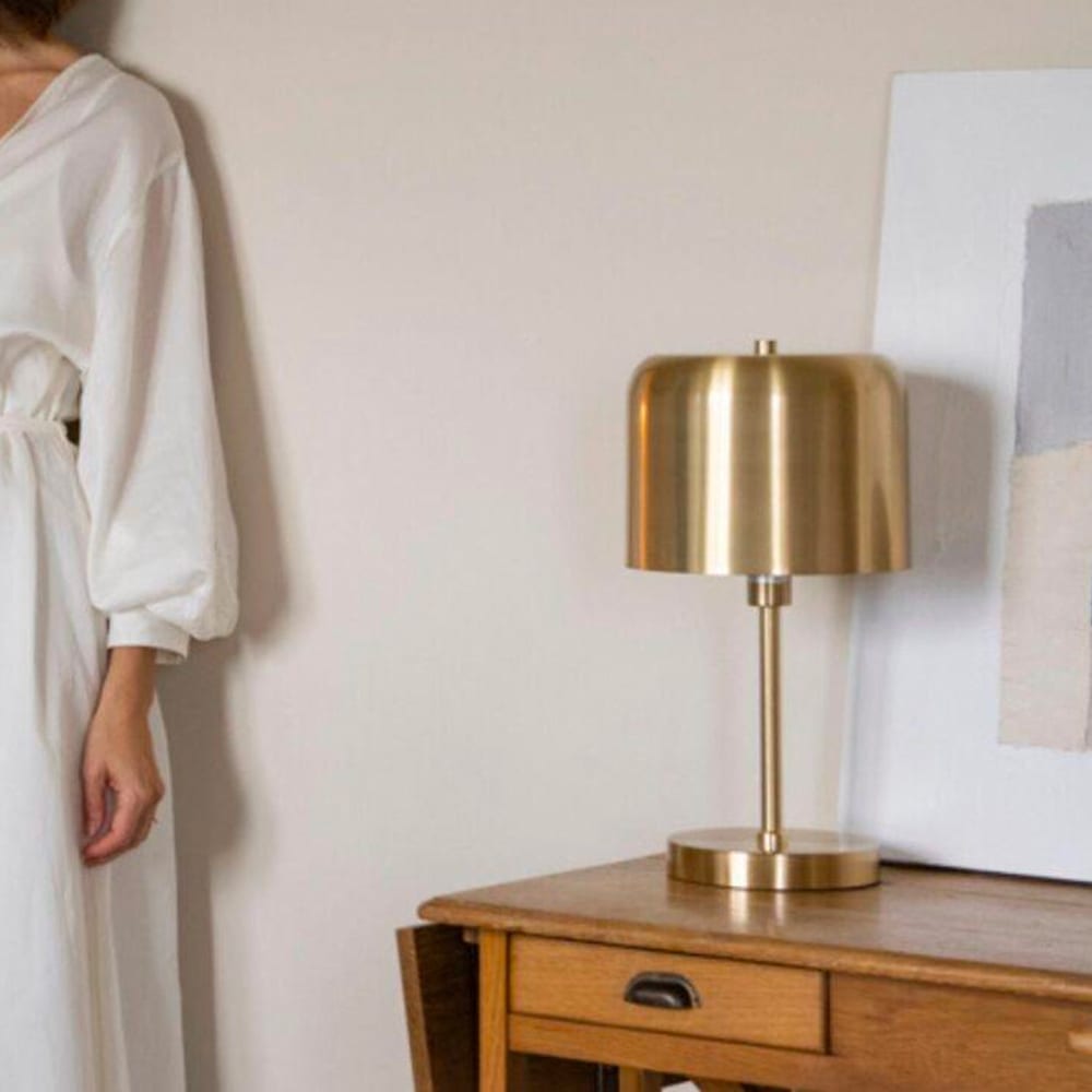 Lampe à poser champignon métal doré — vue 4
