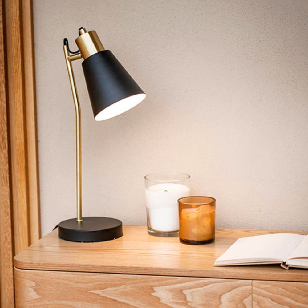 Lampe de bureau métal noir et doré 22x14x45cm - Maisons du Monde