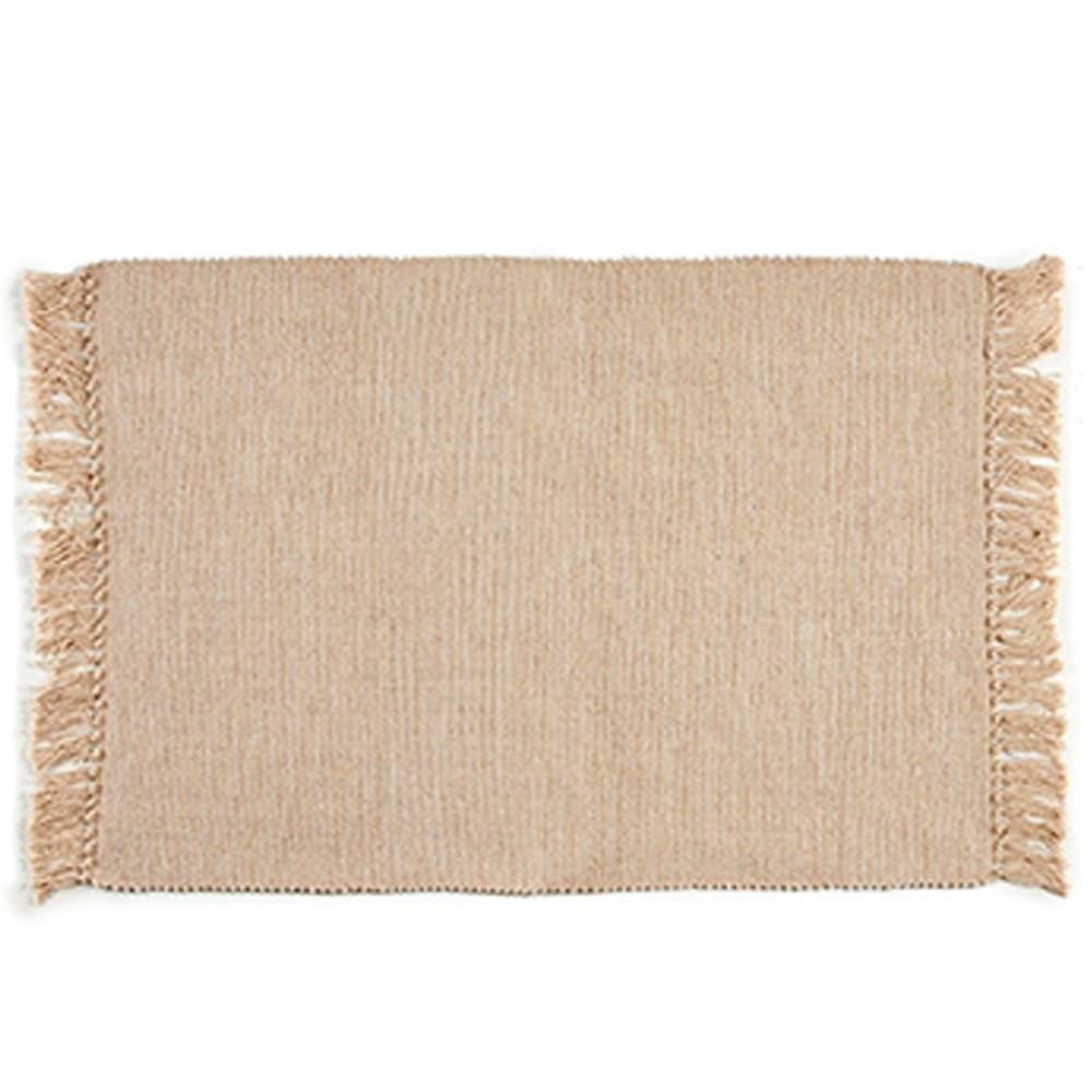 Tapis descente de lit en coton beige naturel 50x80cm