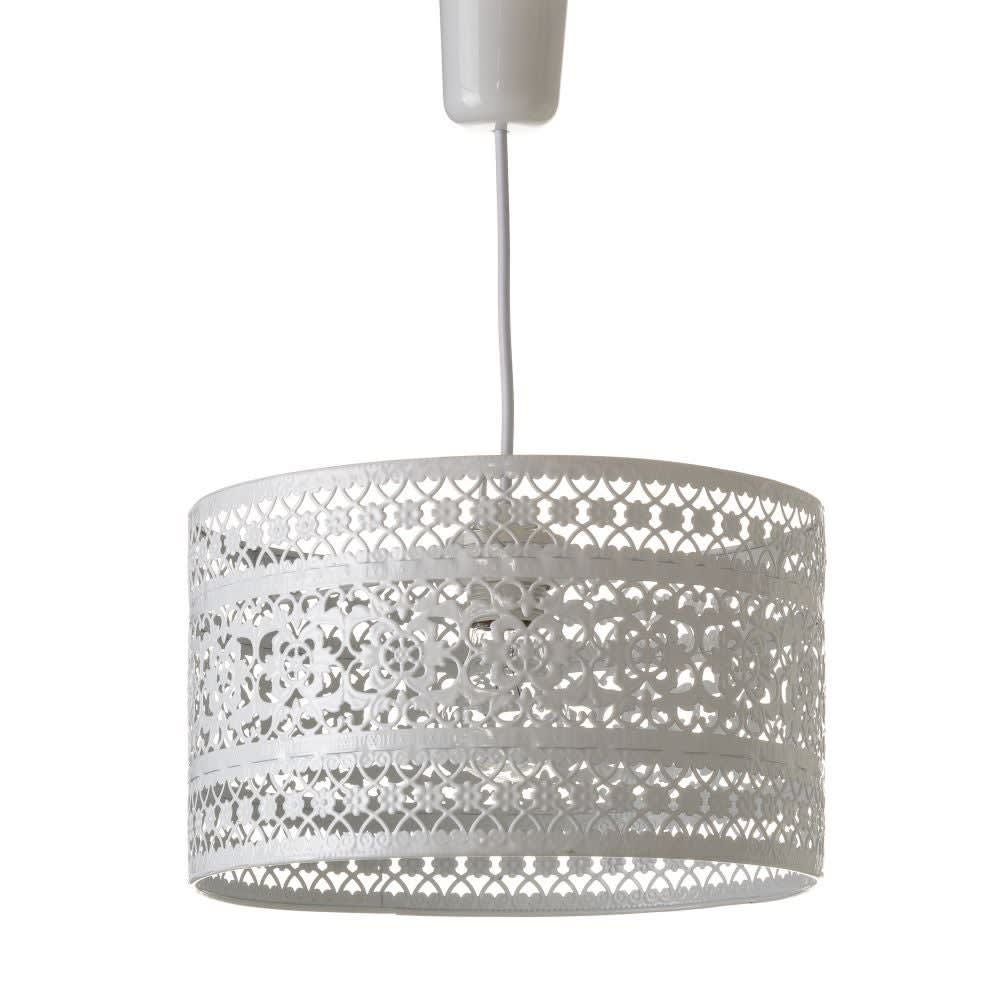 Lámpara techo metal blanco diseño flores 29x18cm