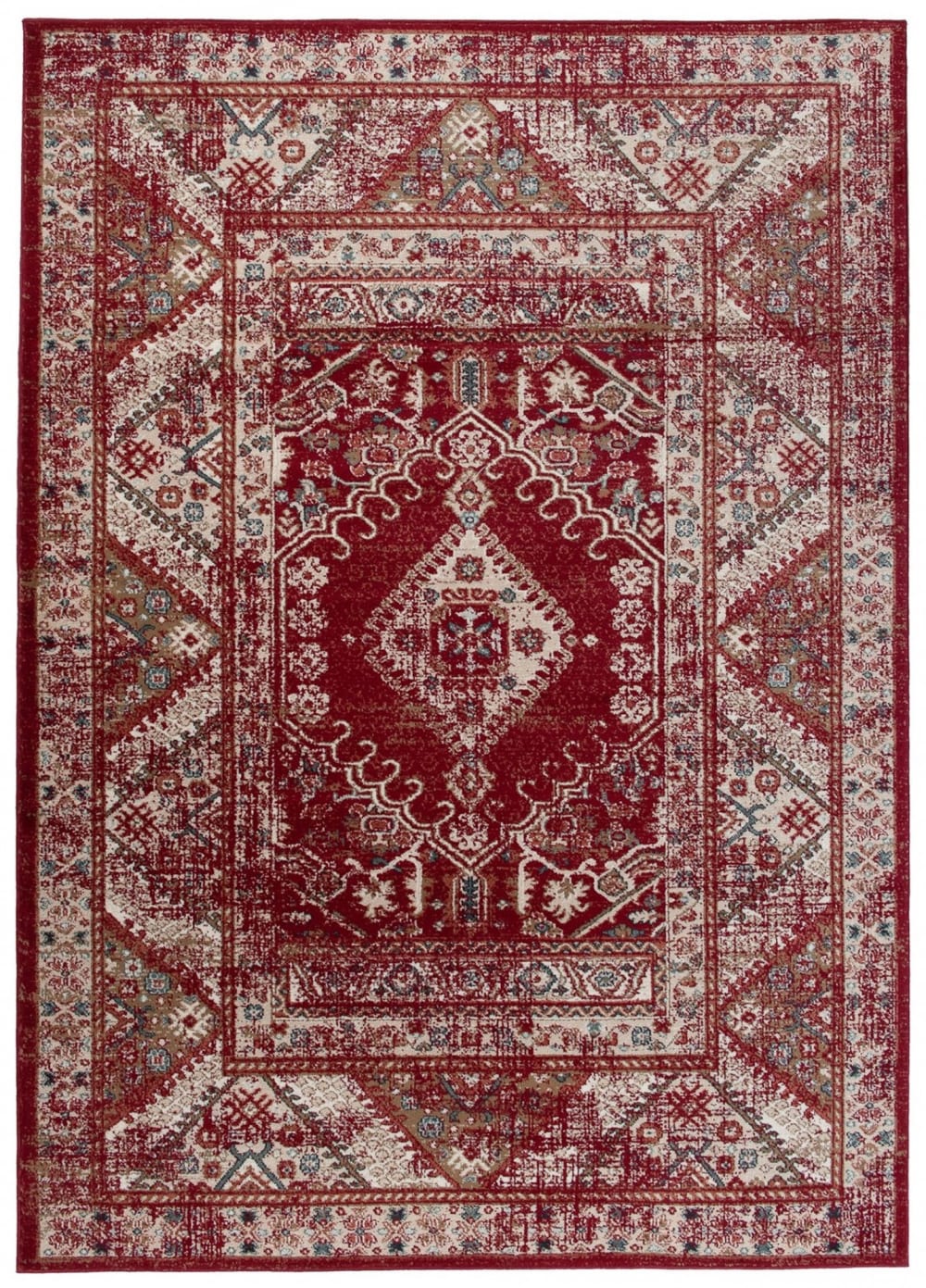 Alfombra de salón clásica rojo beige marrón gris 160x220