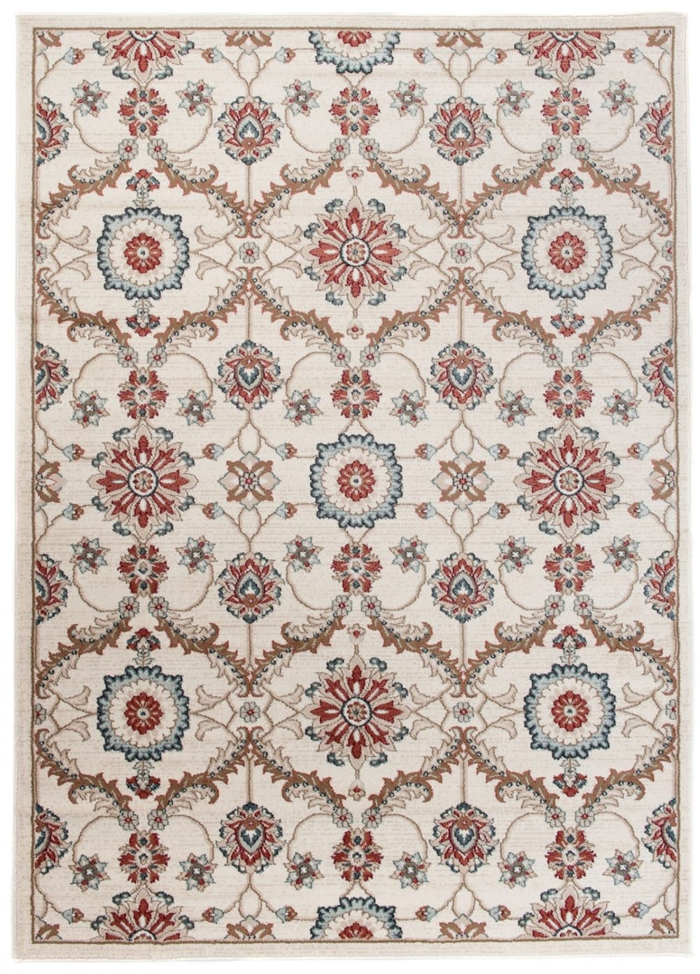 Alfombra salón clásica marrón rojo azul flores 160x220