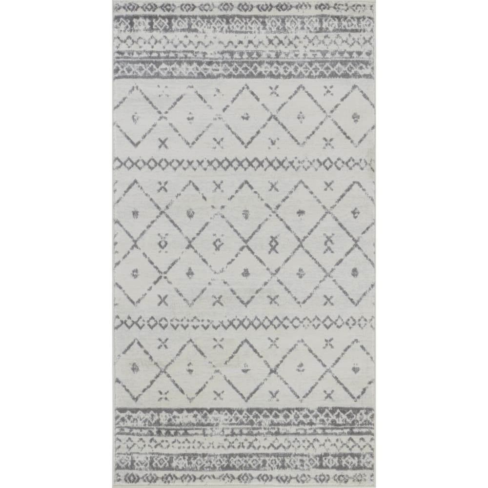 Tapis berbère ethnique blanc/gris 80x150