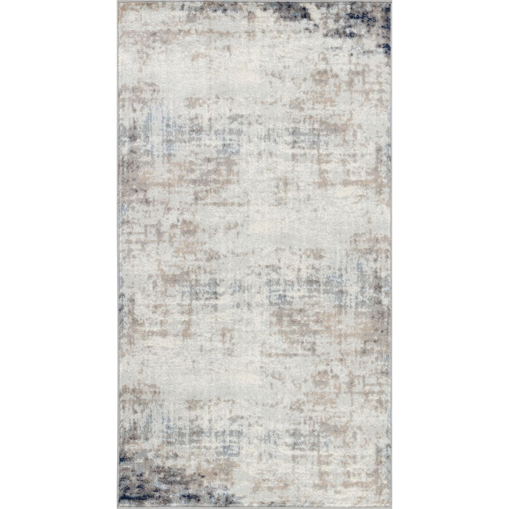 Tapis abstrait moderne ivoire/gris/bleu 80x150
