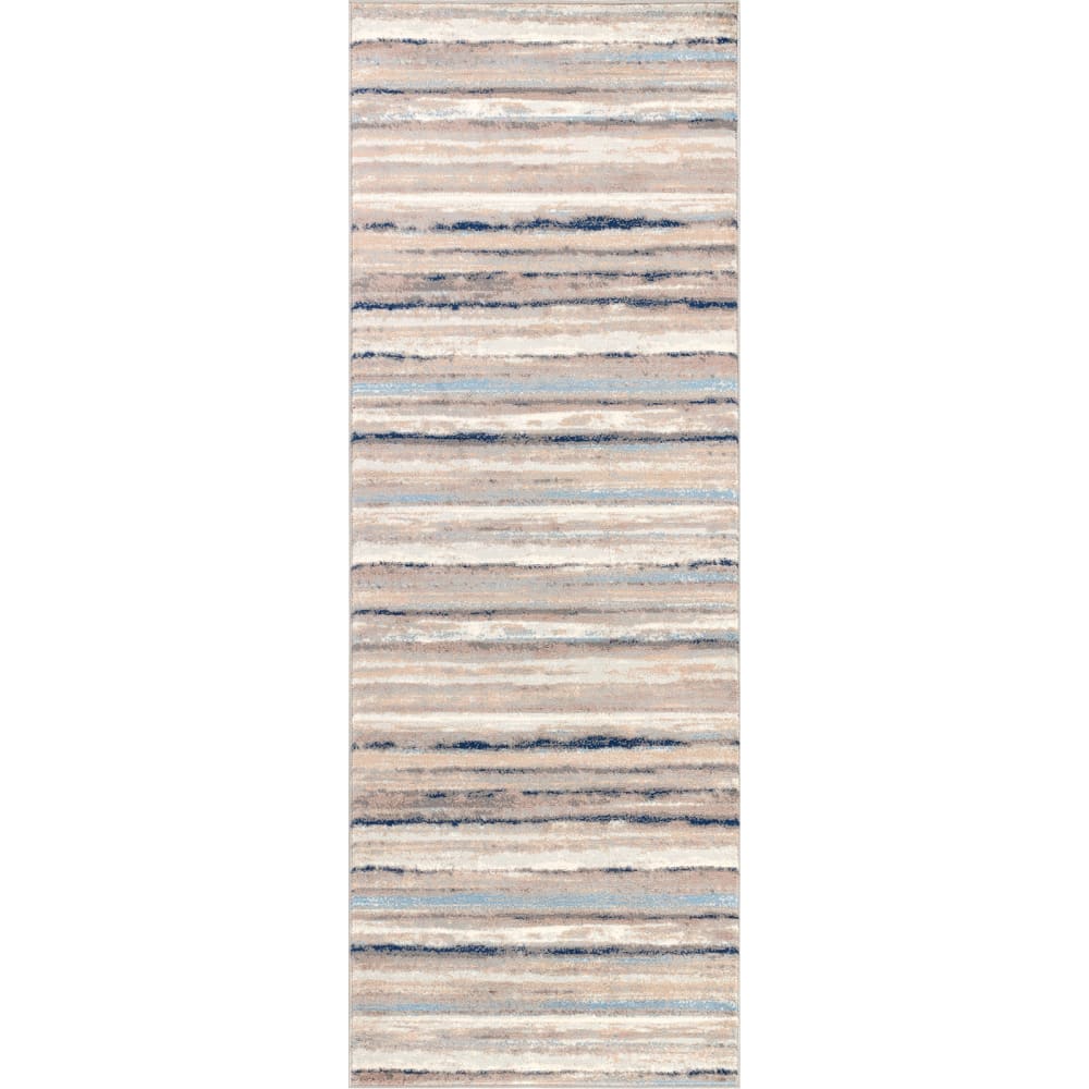 Tapis Couloir Scandinave Moderne Blanc/Gris/Bleu 80x220