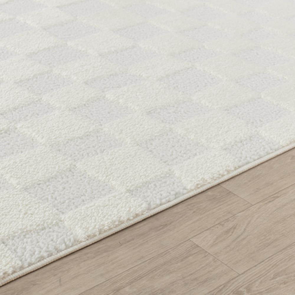 Tapis scandinave à carreaux ivoire 200x275 — vue 4