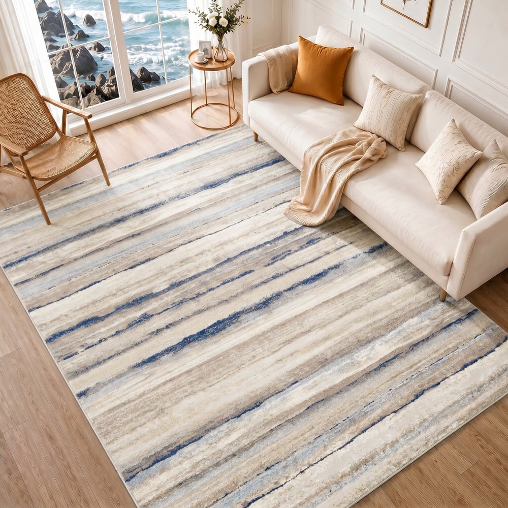 Tapis scandinave moderne blanc/gris/bleu 120x170 — vue 3