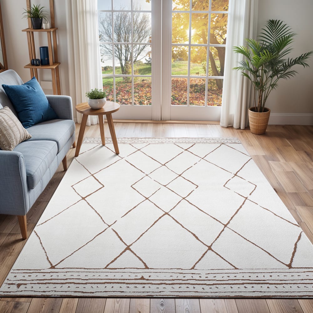 Tapis berbère ethnique ivoire/terracotta 160x213 — vue 3