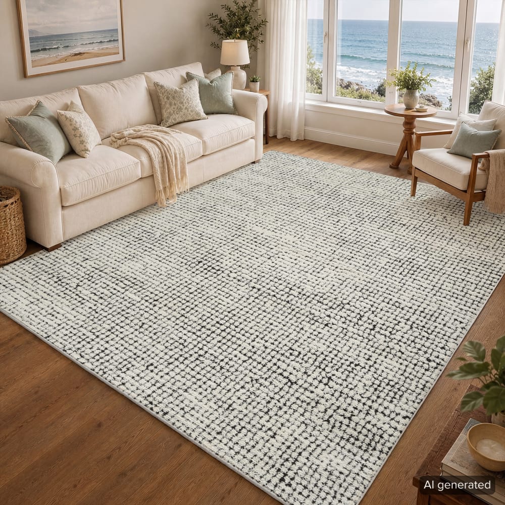 Tapis scandinave moderne ivoire/noir 200x275 — vue 3