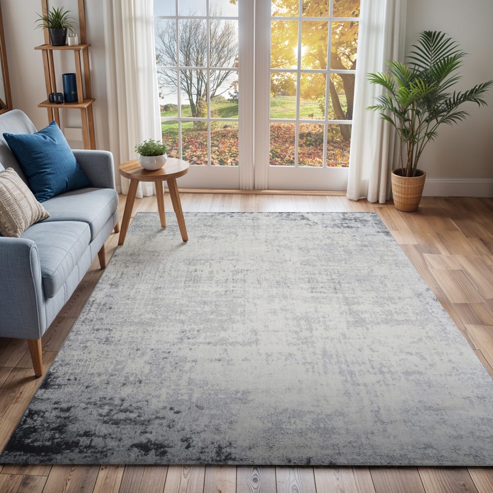 Tapis abstrait moderne blanc/gris 120x170 — vue 3