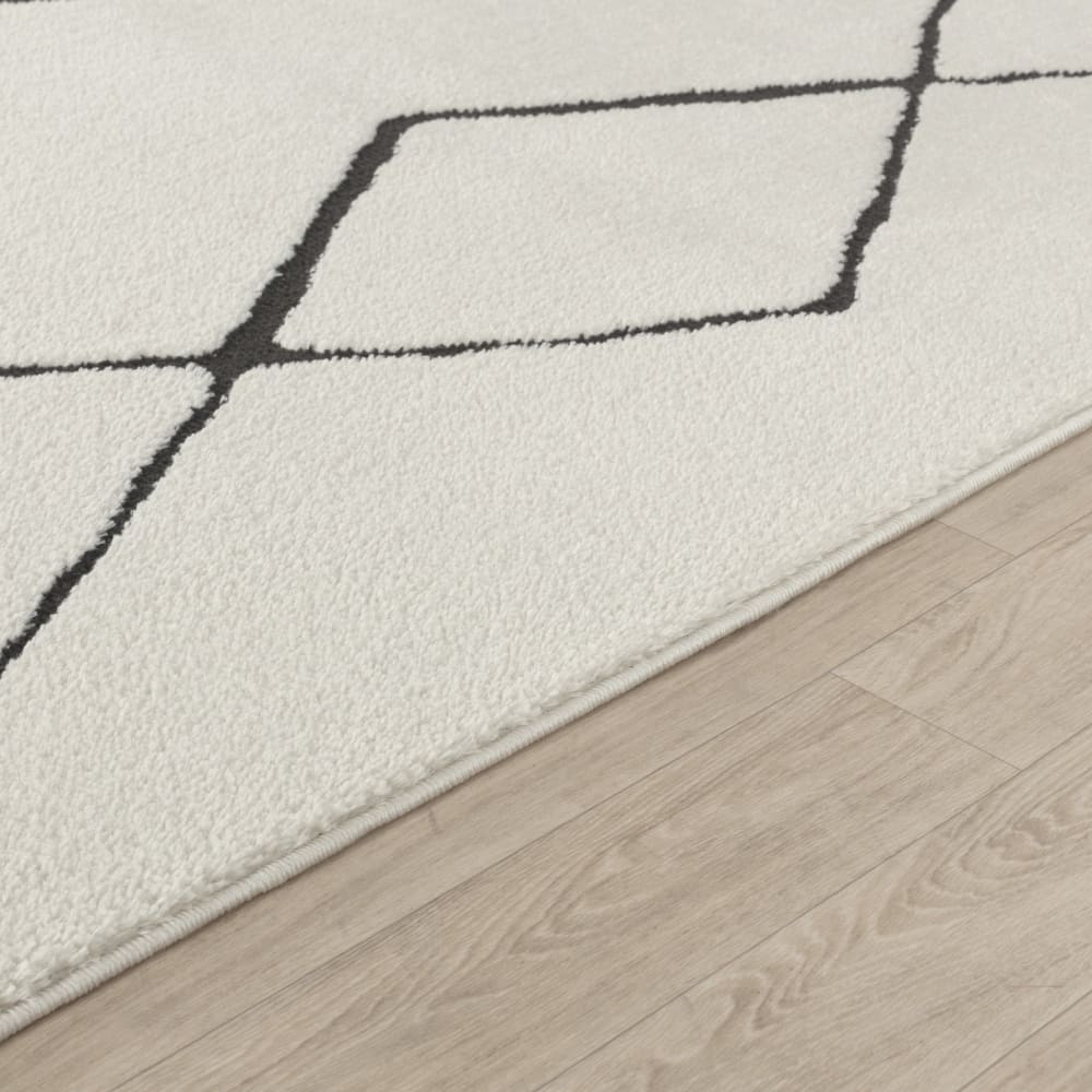 Tapis berbère ethnique ivoire/noir 200x275 — vue 4