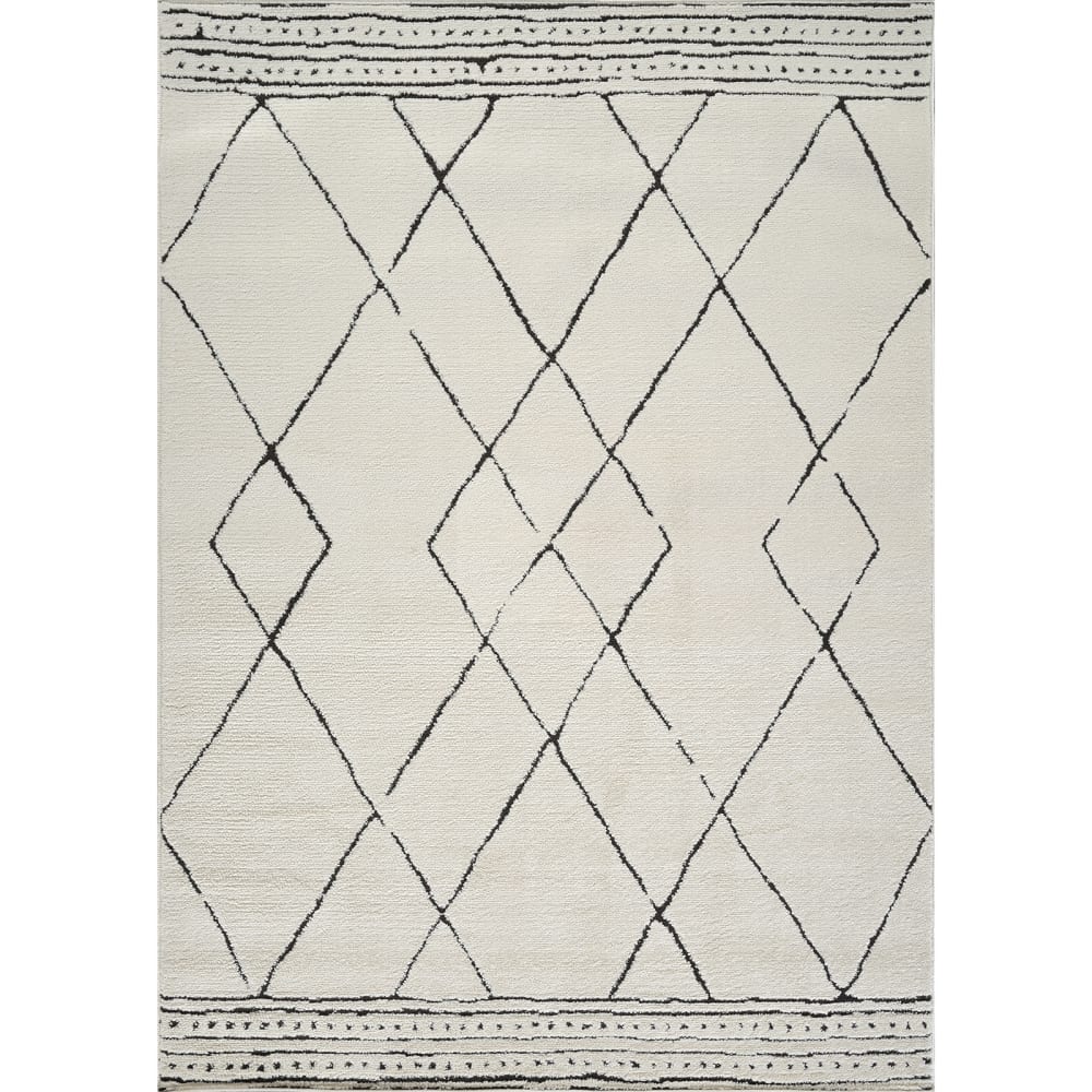 Tappeto berbero etnico avorio/nero 160x213 - Livabliss