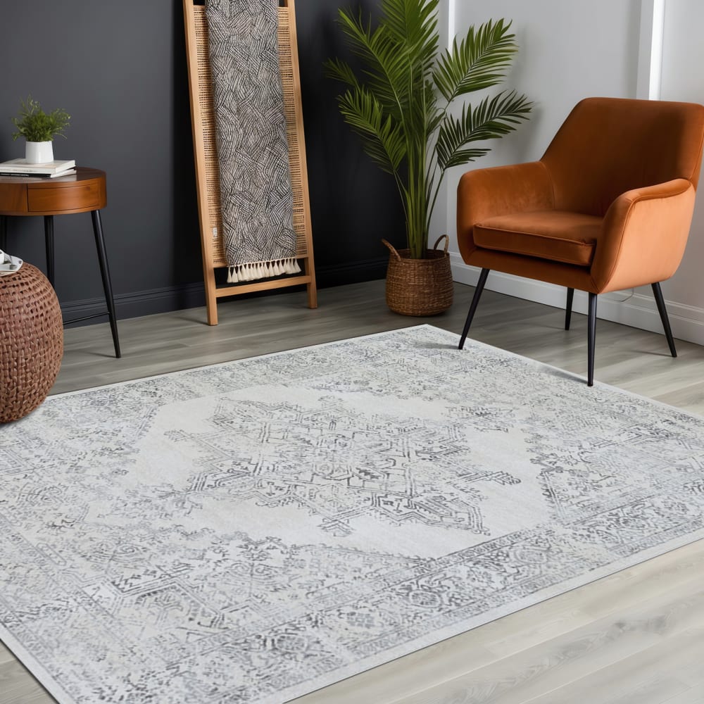 Tapis vintage oriental blanc/gris 120x170 — vue 3