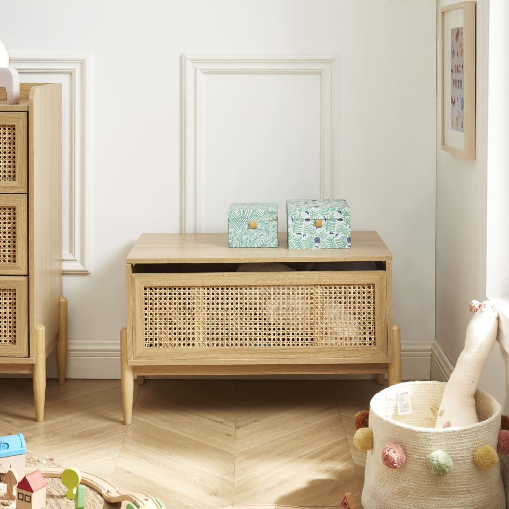 Coffre à jouet  effet chêne et cannage rotin (Baita) - Image 2