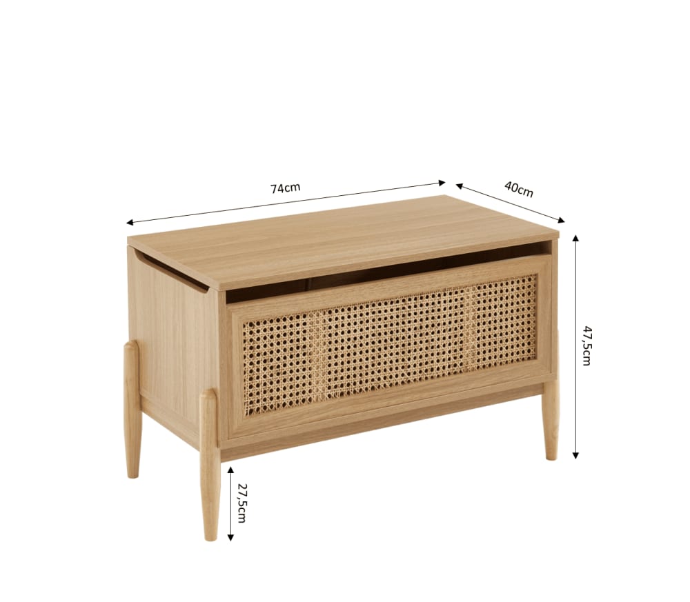 Coffre à jouet  effet chêne et cannage rotin (Baita) - Image 3