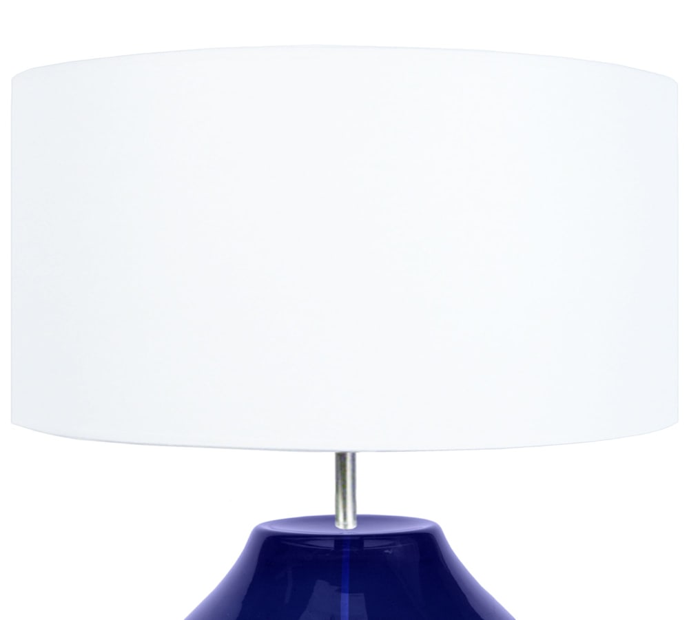 Lampe à poser verre violet abat-jour tissu blanc — vue 4