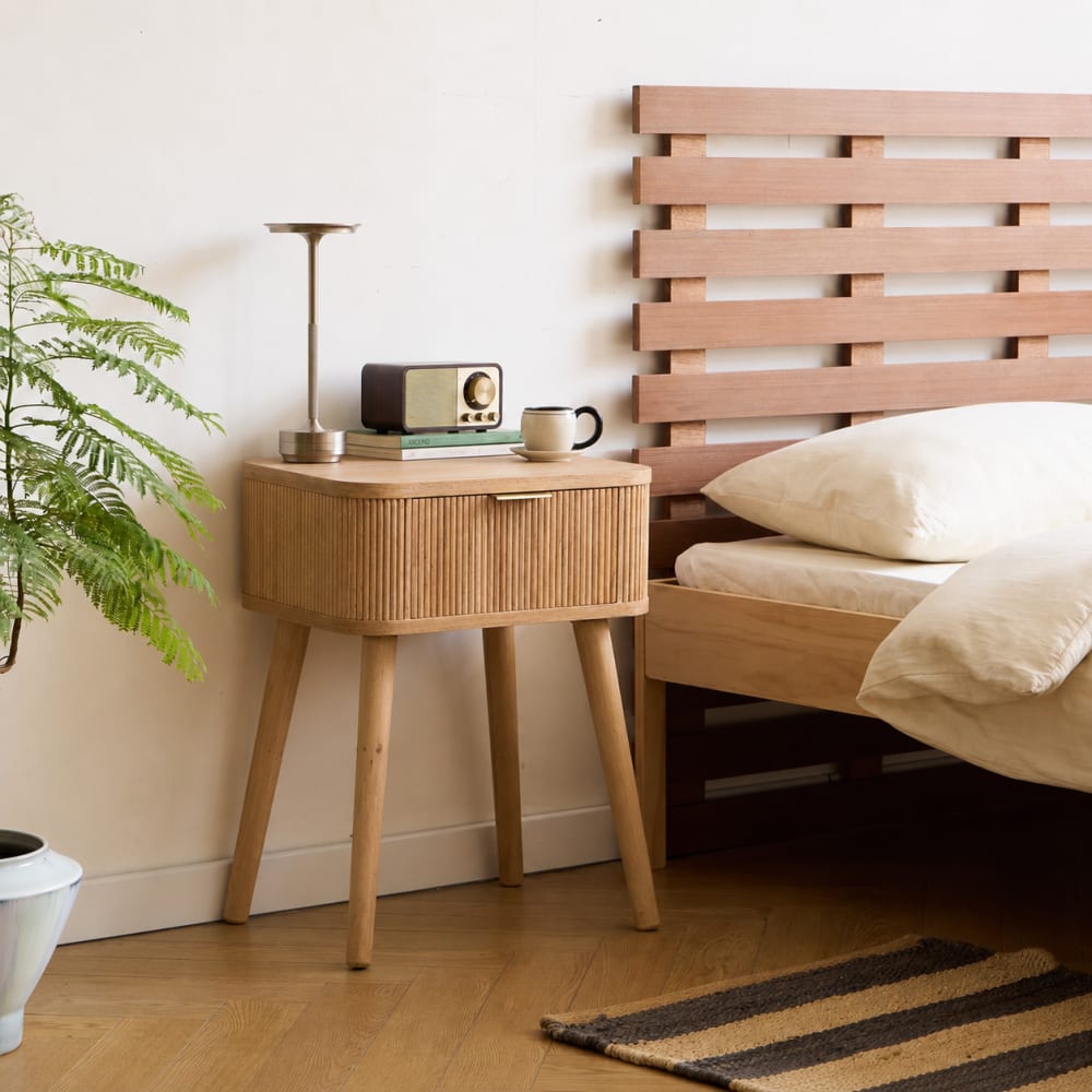 Nordlys Nachttisch 1 Schublade aus Holz Braun style classic chic Braun Holz