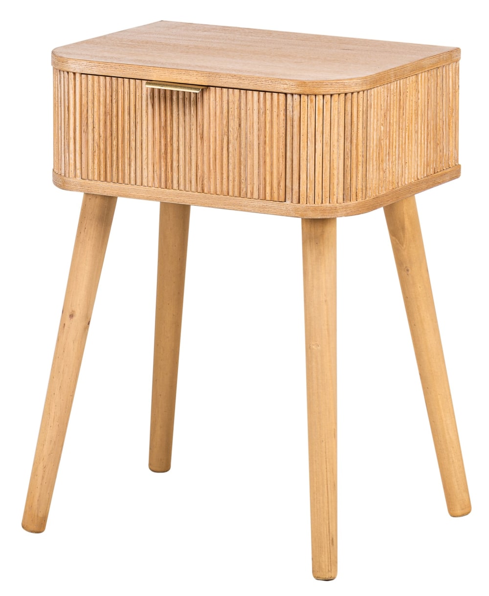Mesita de noche 1 cajón en madera natural - Maisons du Monde