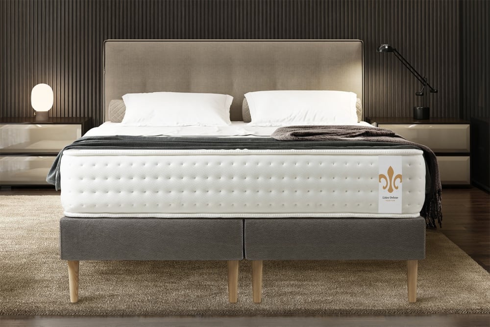 Ensemble 200x200 ressorts et mémoire de forme sommier gris - Maisons du Monde