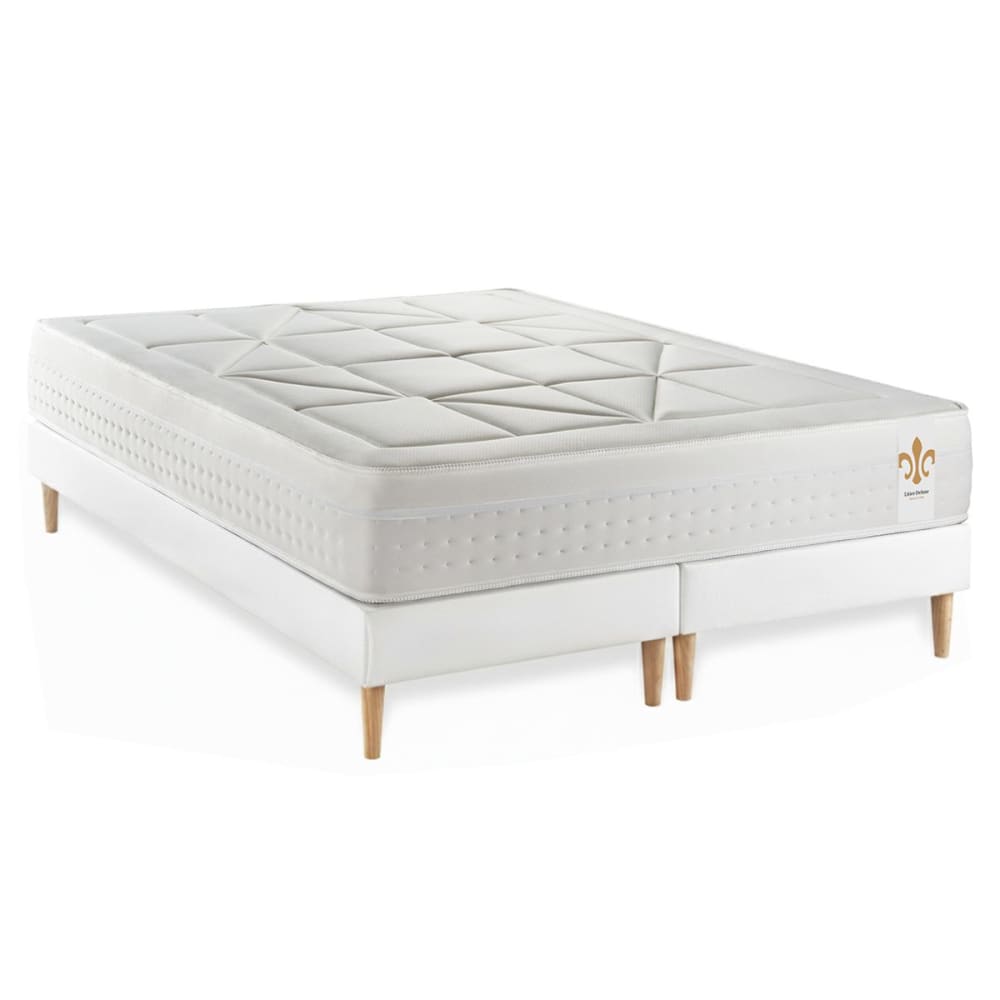 LITIER DELUXE Ensemble 180x200 Ressorts et m&eacute;moire de forme sommier Blanc