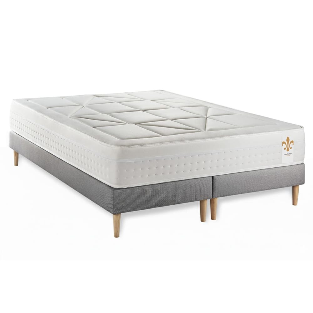 Ensemble 160x200 ressorts et mémoire de forme sommier gris - Maisons du Monde