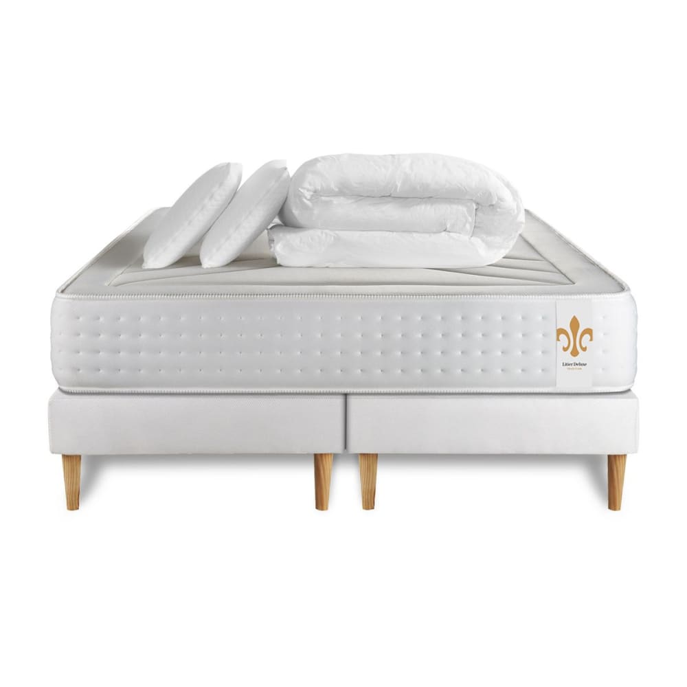 Pack matelas sommier 200x200 oreiller couette