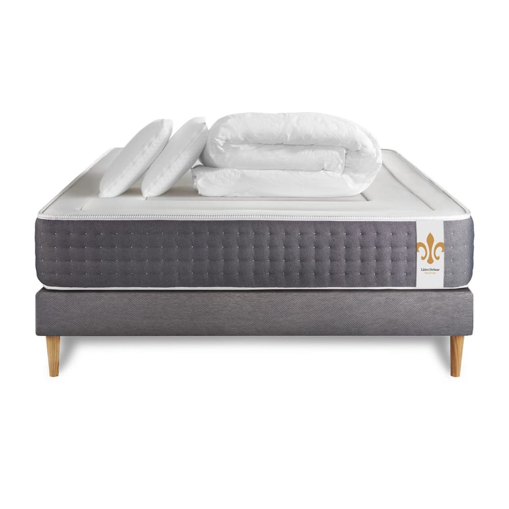 Pack matelas sommier kit 160x200 oreiller couette - Maisons du Monde