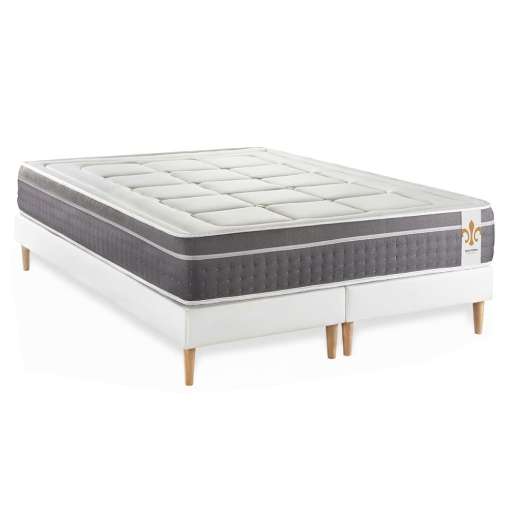 Ensemble 200x200 ressorts et mémoire de forme sommier blanc - Maisons du Monde