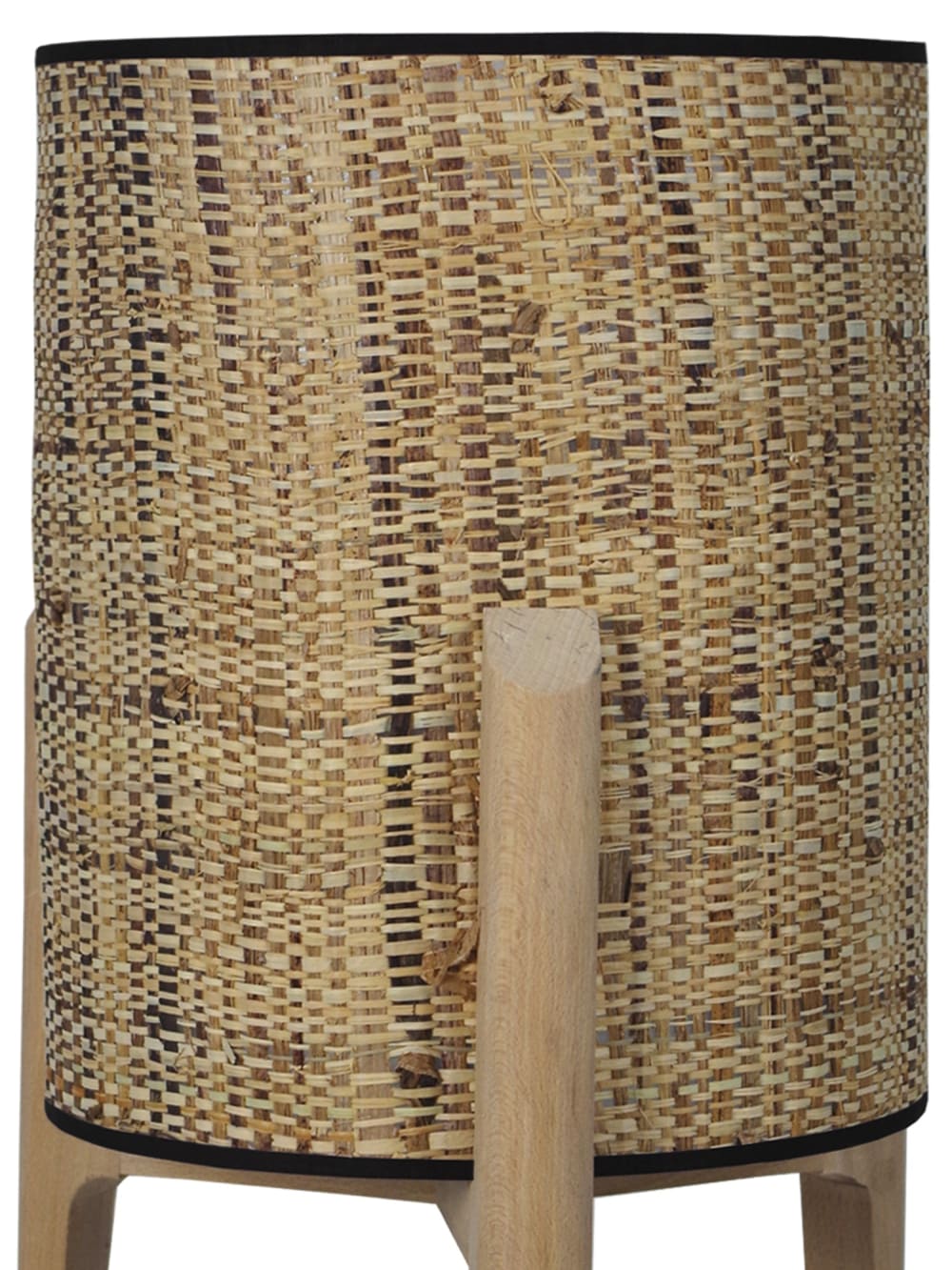 Lampe cylindre bois naturel abat-jour jute — vue 4