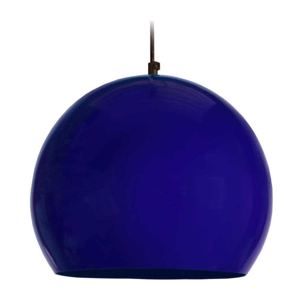 Lámpara de suspensión globo metal negro pantalla azul
