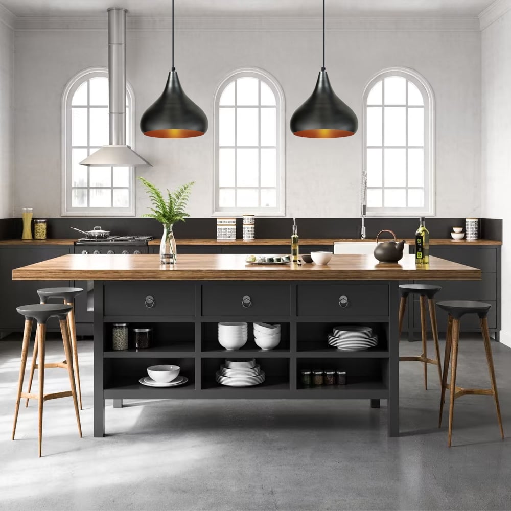 Lámpara de suspensión campana metal pantalla antracita y cobre - Maisons du Monde