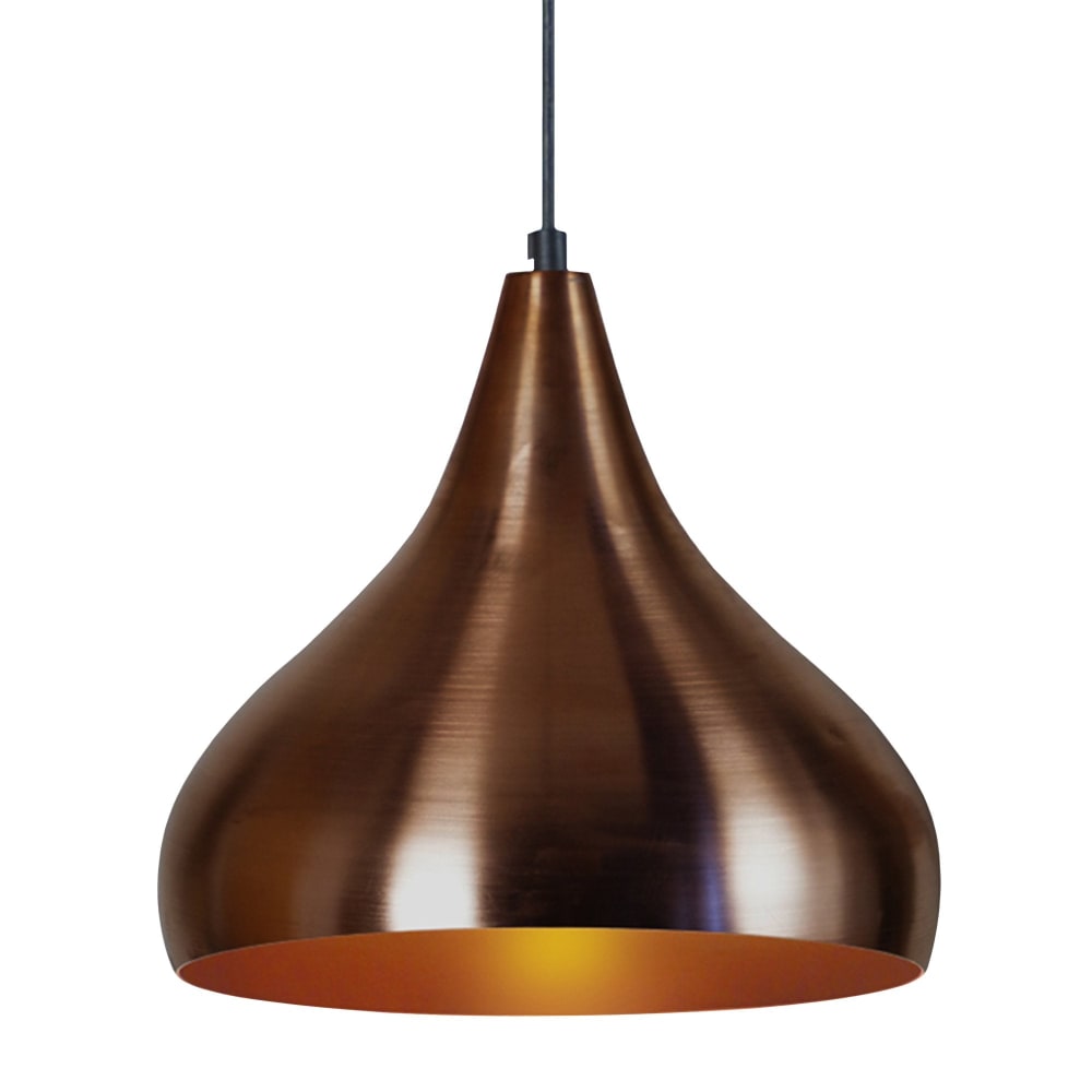 Suspension métal noir abat-jour bronze et cuivre