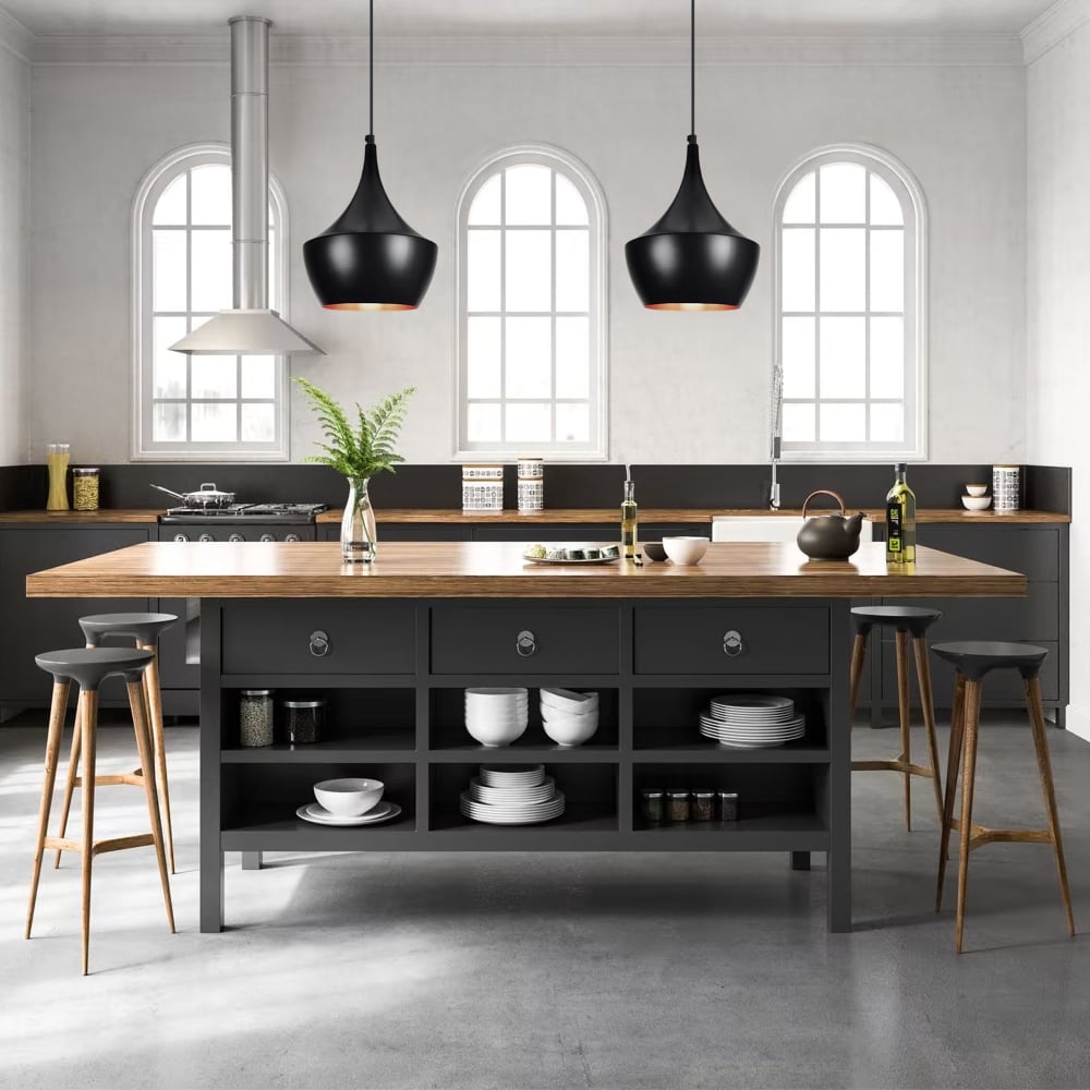 Lámpara de suspensión campana metal pantalla negro y cobre - Maisons du Monde