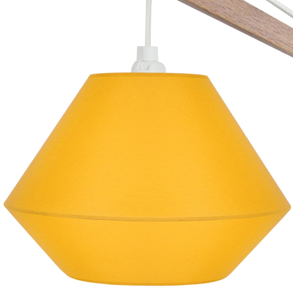 Lampe à poser pied métal bois naturel abat-jour jaune — vue 4
