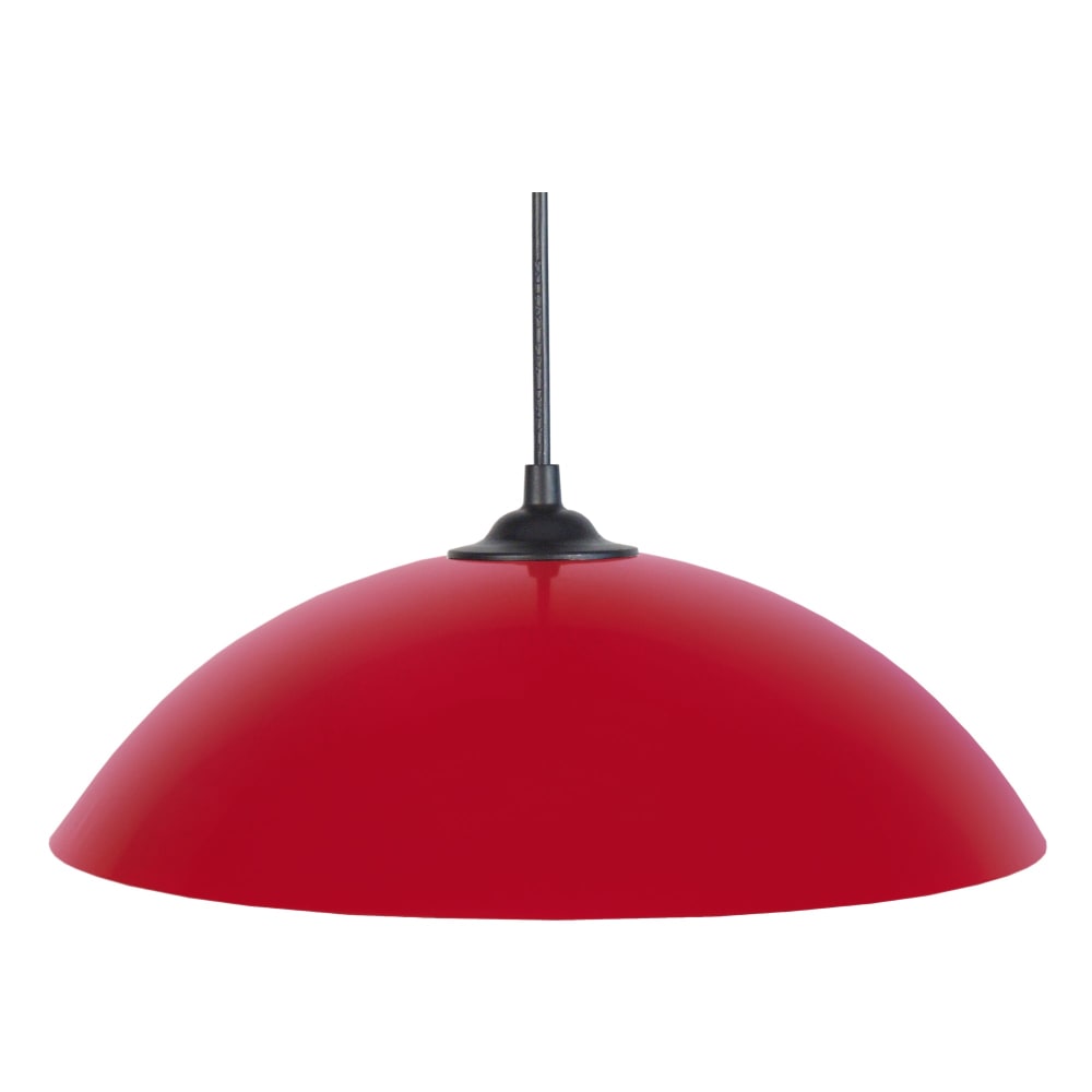 Lámpara de suspensión cúpula metal negro y pantalla rojo