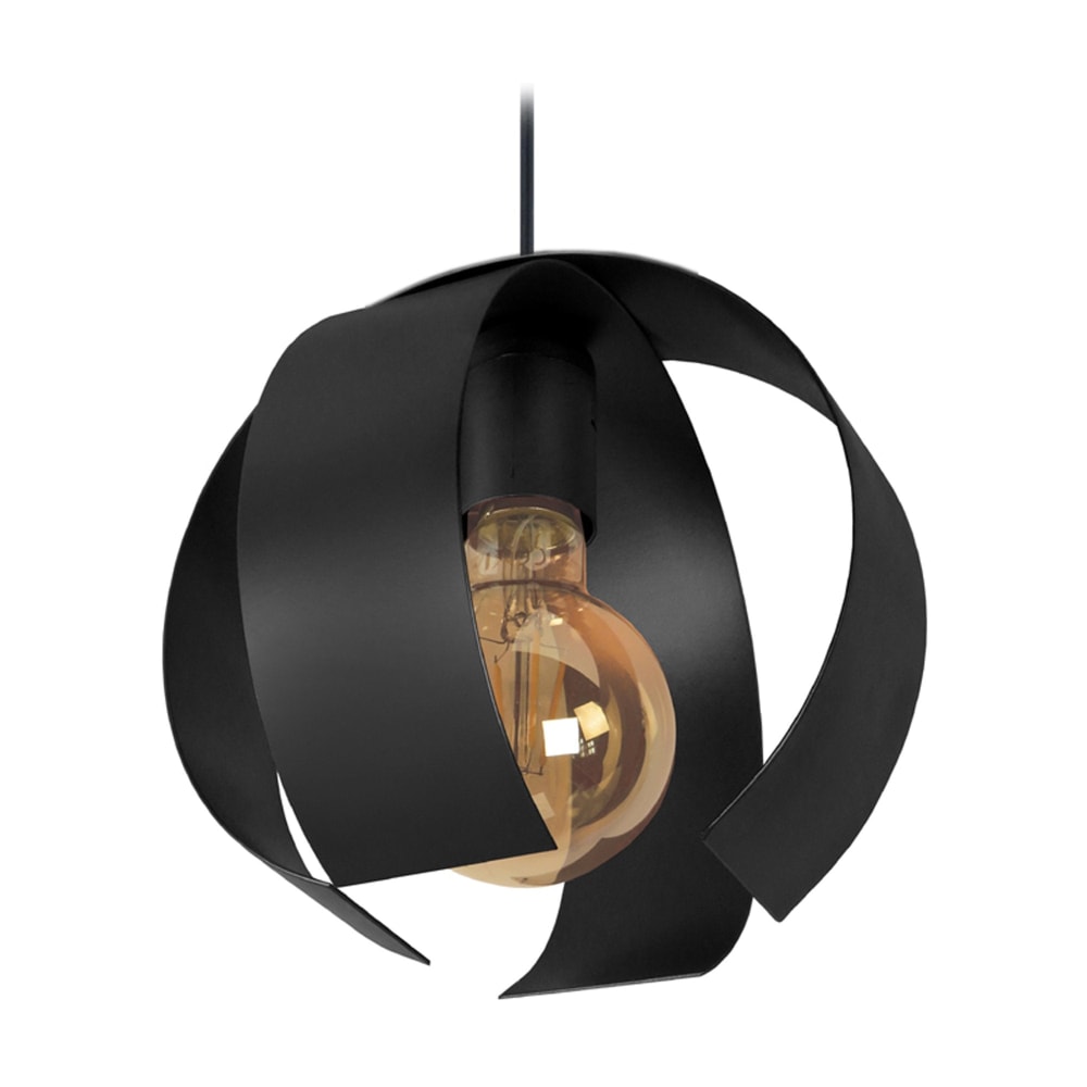 Suspension métal noir abat-jour noir