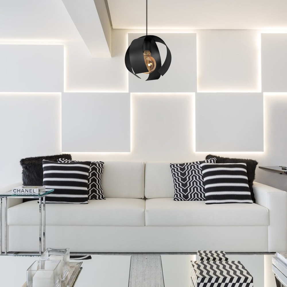 Lámpara de suspensión irregular metal negro pantalla negro - Maisons du Monde