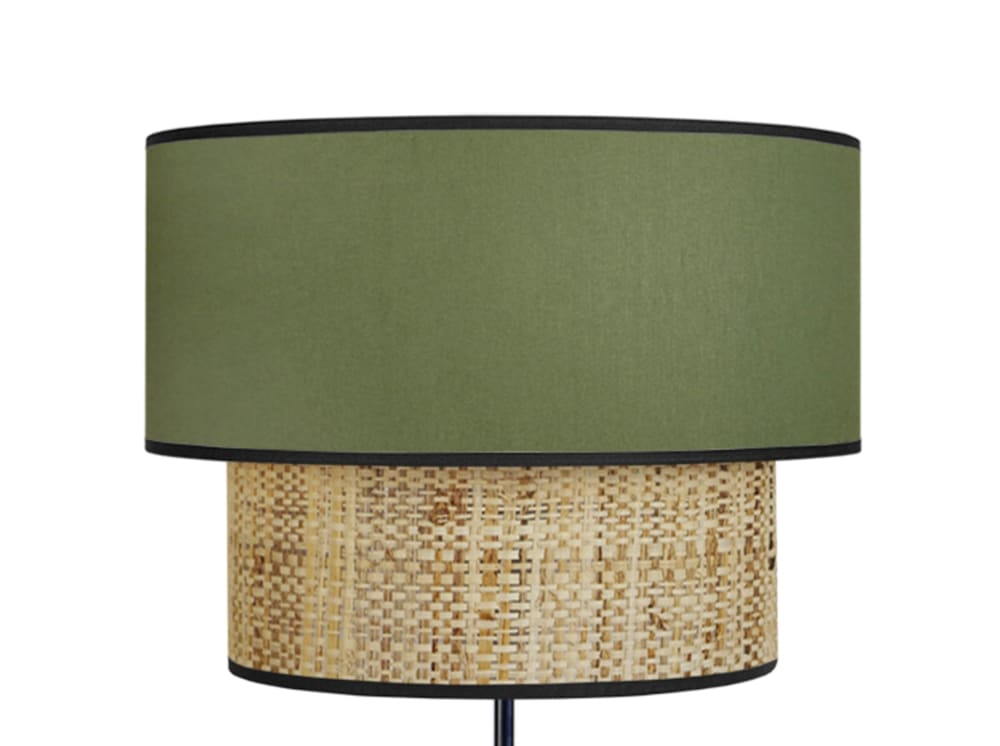 Lampadaire bois foncé abat-jour tissu vert — vue 4